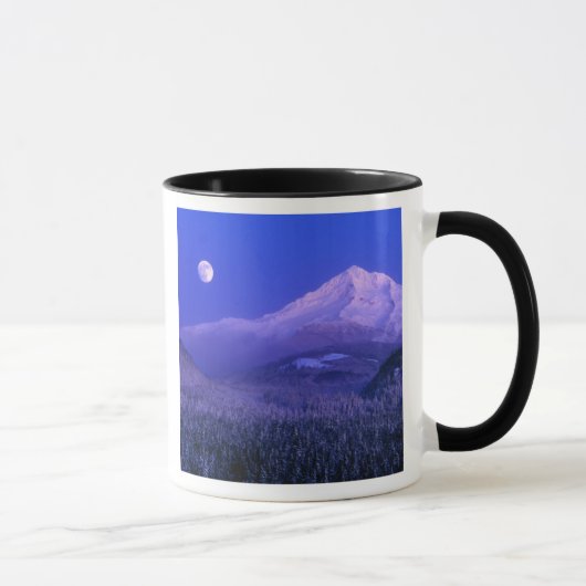 オレゴン州フッド山の冬の月明かり マグカップ (右)