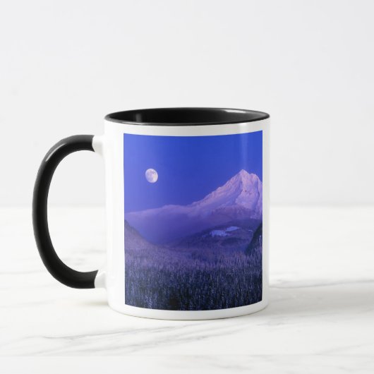 オレゴン州フッド山の冬の月明かり マグカップ (左)