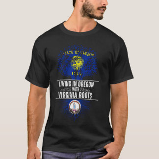 オレゴン州ホームバージニアルーツ州ツリーフラッグラブ Tシャツ