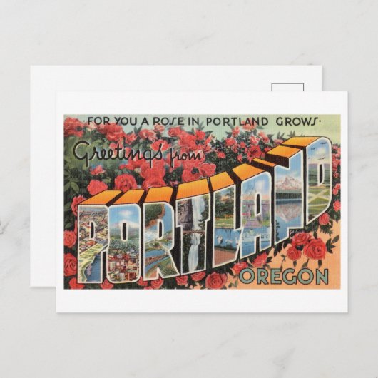 オレゴン州ポートランドからのヴィンテージの挨拶 ポストカード (正面/裏面)