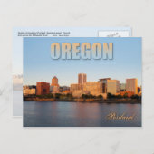 オレゴン州ポートランドのダウンタウンのスカイラインが日没 ポストカード (正面/裏面)