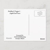 オレゴン州ポートランドのライトレール列車のはがき ポストカード (裏面)