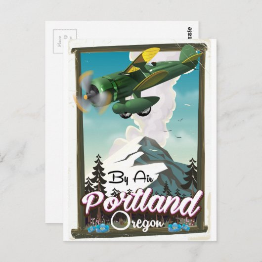 オレゴン州ポートランドのヴィンテージ旅行ポスター ポストカード (正面/裏面)