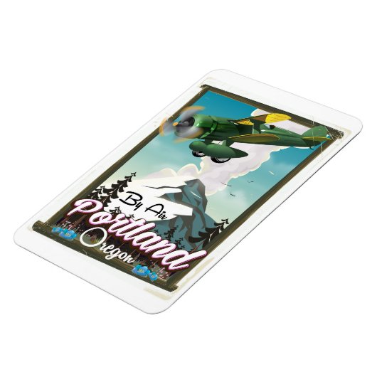 オレゴン州ポートランドのヴィンテージ旅行ポスター マグネット (左側)