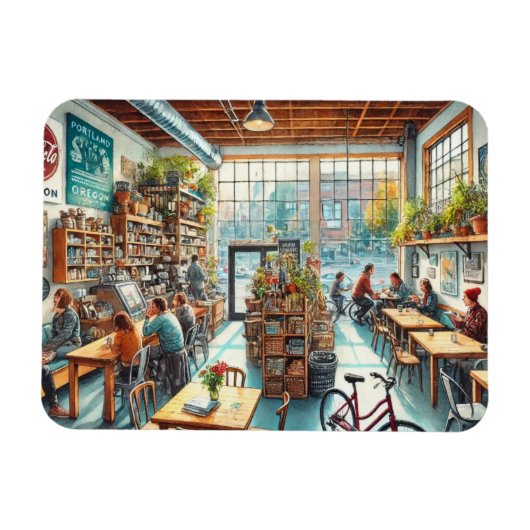 オレゴン州ポートランドの独立カフェ マグネット (横)