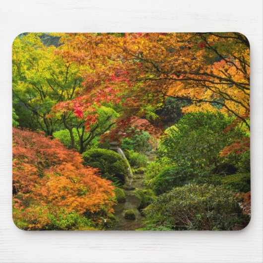 オレゴン州ポートランドの秋の日本庭園 2 マウスパッド (正面)