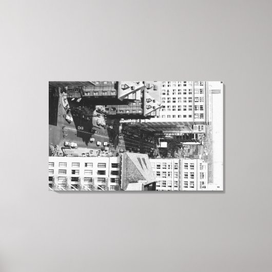 オレゴン州ポートランドシティビューオブシックスアベニュー キャンバスプリント (正面)