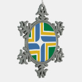 オレゴン州ポートランド国旗Snowflake Peter Christma スノーフレークピューターオーナメント (左)
