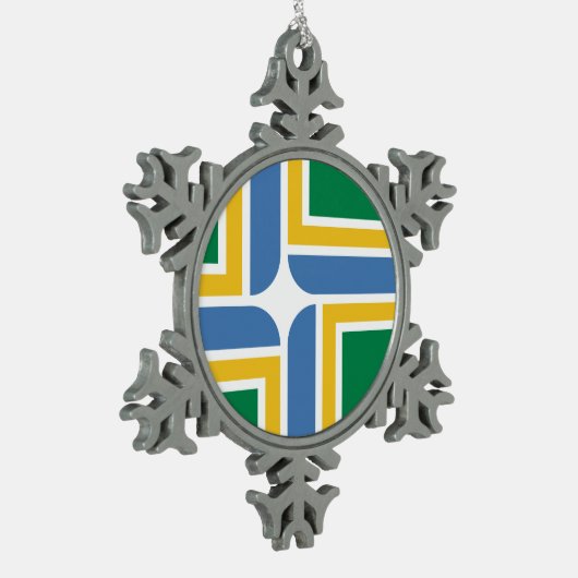 オレゴン州ポートランド国旗Snowflake Peter Christma スノーフレークピューターオーナメント (左)