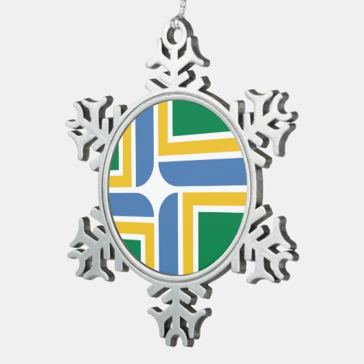 オレゴン州ポートランド国旗Snowflake Peter Christma スノーフレークピューターオーナメント (右)