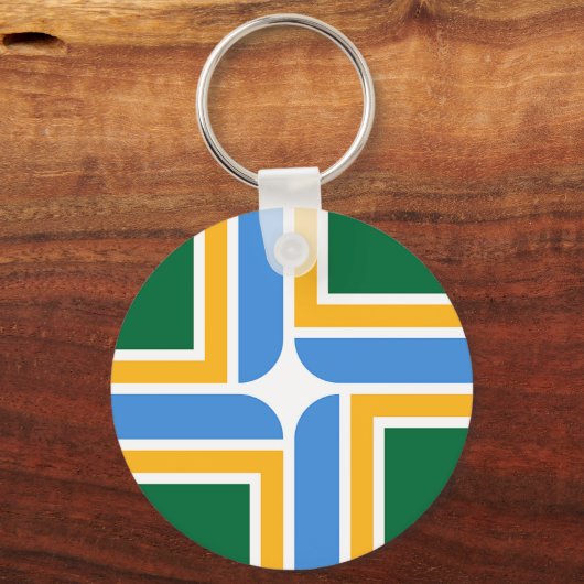 オレゴン州ポートランド州旗を持つキーチェーン キーホルダー (正面)