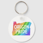 オレゴン州マップイラストレーションレインボープライド キーホルダー (正面)