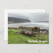 オレゴン州ヤハツの海を見下ろすベンチ ポストカード (正面/裏面)