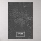 オレゴン州ユージーン(白で黒) ポスター (正面)