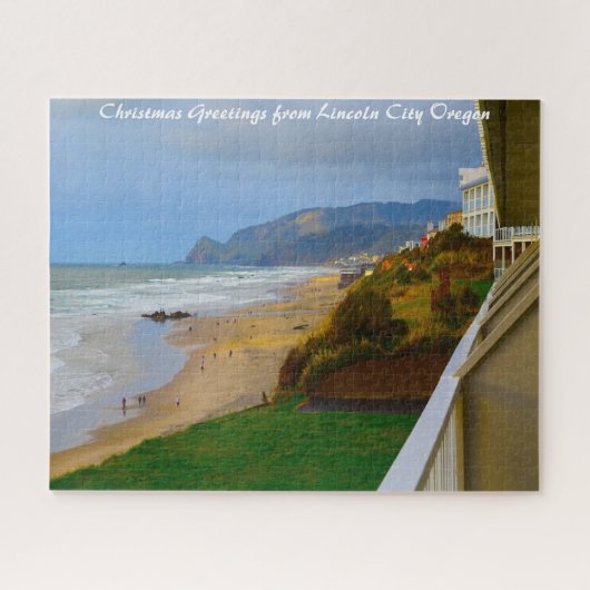 オレゴン州リンカーン・シティ。クリスマスの挨拶 ジグソーパズル (横)