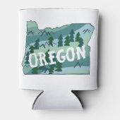 オレゴン州図解入りの、写真付きのマップ 缶クーラー (正面)