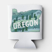 オレゴン州図解入りの、写真付きのマップ 缶クーラー (裏面)
