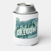 オレゴン州図解入りの、写真付きのマップ 缶クーラー (缶裏面)