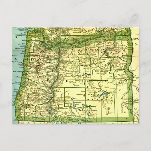 オレゴン州地図ポストカード ポストカード (正面)