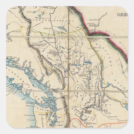 オレゴン州地図2 スクエアシール (正面)
