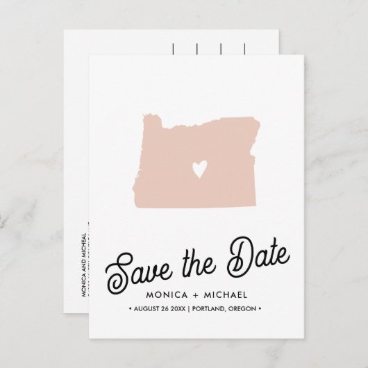 オレゴン州宛先ウェディング任意の色 案内ポストカード (正面/裏面)