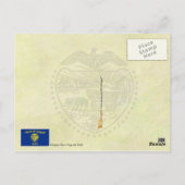 オレゴン州旗とシール ポストカード (裏面)