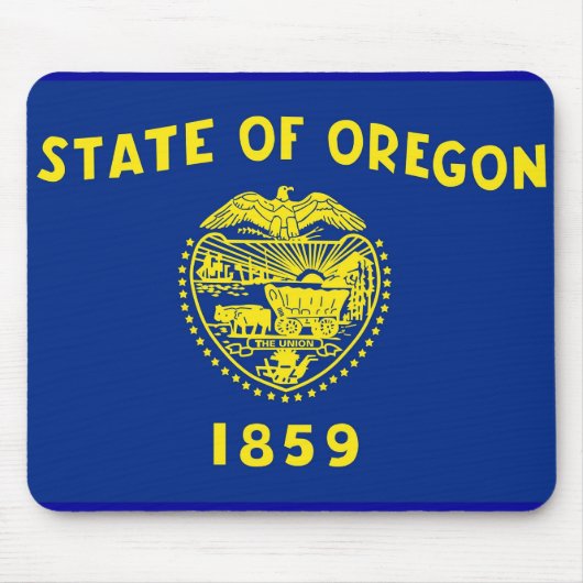 オレゴン州旗の付いたマウス州- USA マウスパッド (正面)