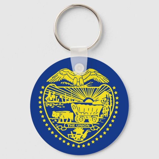 オレゴン州旗を持つキーチェーン州 キーホルダー (正面)