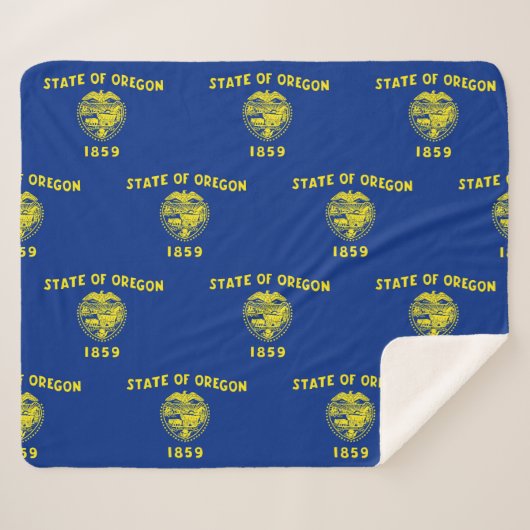 オレゴン州旗を持つ愛国心のあるシェルパ毛布 シェルパブランケット (正面(横))
