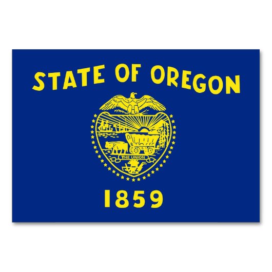 オレゴン州旗を持つ愛国的なテーブルカード テーブルナンバー (正面)