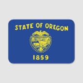オレゴン州旗を持つ愛国的な名前タグ 名札 (正面)
