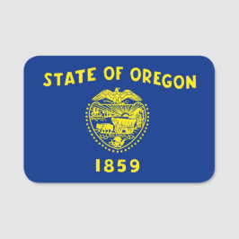 オレゴン州旗を持つ愛国的な名前タグ 名札