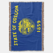 オレゴン州旗プリント愛国心 スローブランケット (正面縦)
