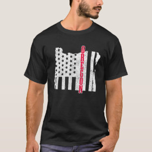 オレゴン州旗州地図プライド愛国第4日 Tシャツ
