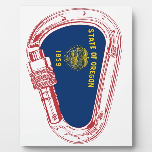 オレゴン州旗登山カラビナー フォトプラーク (正面)