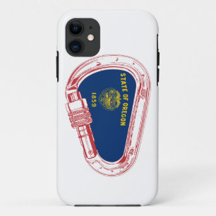 オレゴン州旗登山カラビナー iPhone 11 ケース
