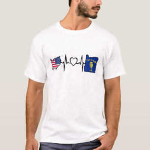 オレゴン州旗 – USAオレゴン州ハートビート Tシャツ