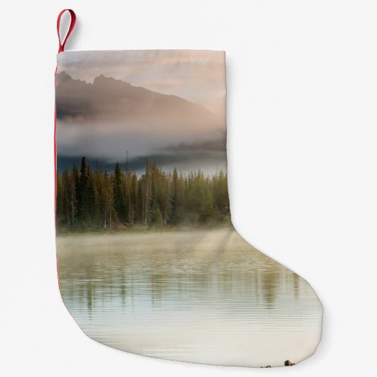 オレゴン州朝山の静かな美しい湖 スモールクリスマスストッキング (正面)