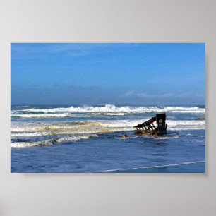オレゴン州沿岸のPeter Iredale Shiplexk ポスター
