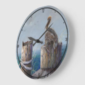 オレゴン州沿岸沿岸ペリカンコースタルシーサイド海 ラージ壁時計 (傾斜)