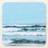 オレゴン州沿岸波 スクエアペーパーコースター (正面)