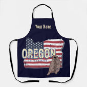 オレゴン州統一された州レトロマップUSAお土産 エプロン (正面)
