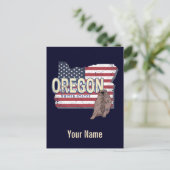 オレゴン州統一された州レトロマップUSAお土産 シーズンポストカード (スタンド正面)