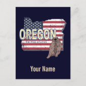 オレゴン州統一された州レトロマップUSAお土産 シーズンポストカード (正面)