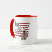 オレゴン州統一された州レトロマップUSAお土産 マグカップ (正面左)