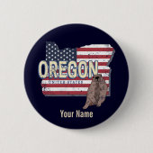 オレゴン州統一された州レトロマップUSAお土産 缶バッジ (正面)