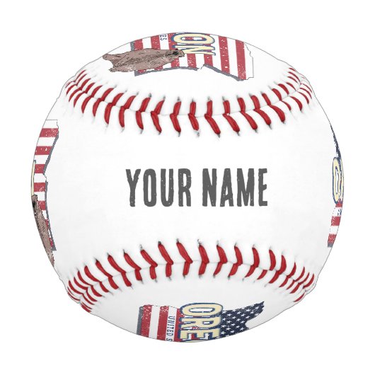 オレゴン州統一された州レトロマップUSAお土産 野球ボール (正面)