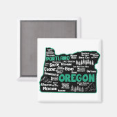 オレゴン州,ポートランド州,セーラム州,ユージーンの可愛い地図, マグネット (正面/裏面)