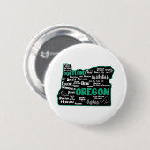 オレゴン州，ポートランド州，セーラム州，ユージーンの可愛い地図， 缶バッジ (正面&裏面)