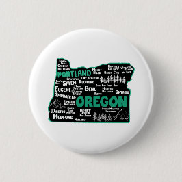 オレゴン州，ポートランド州，セーラム州，ユージーンの可愛い地図， 缶バッジ